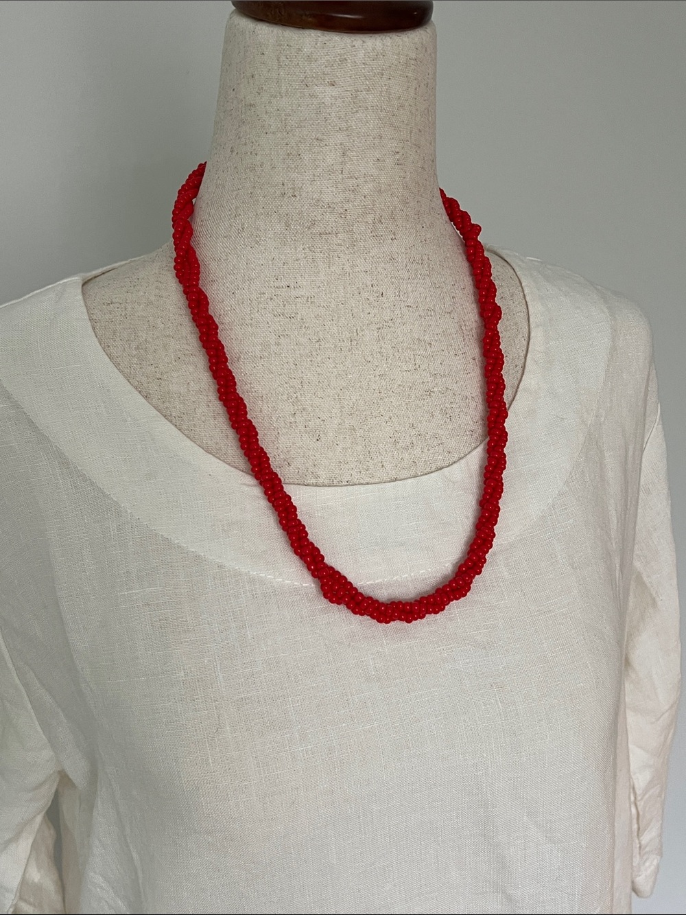 Red Twisted Bead 11” Necklace - Women’s Jewelry